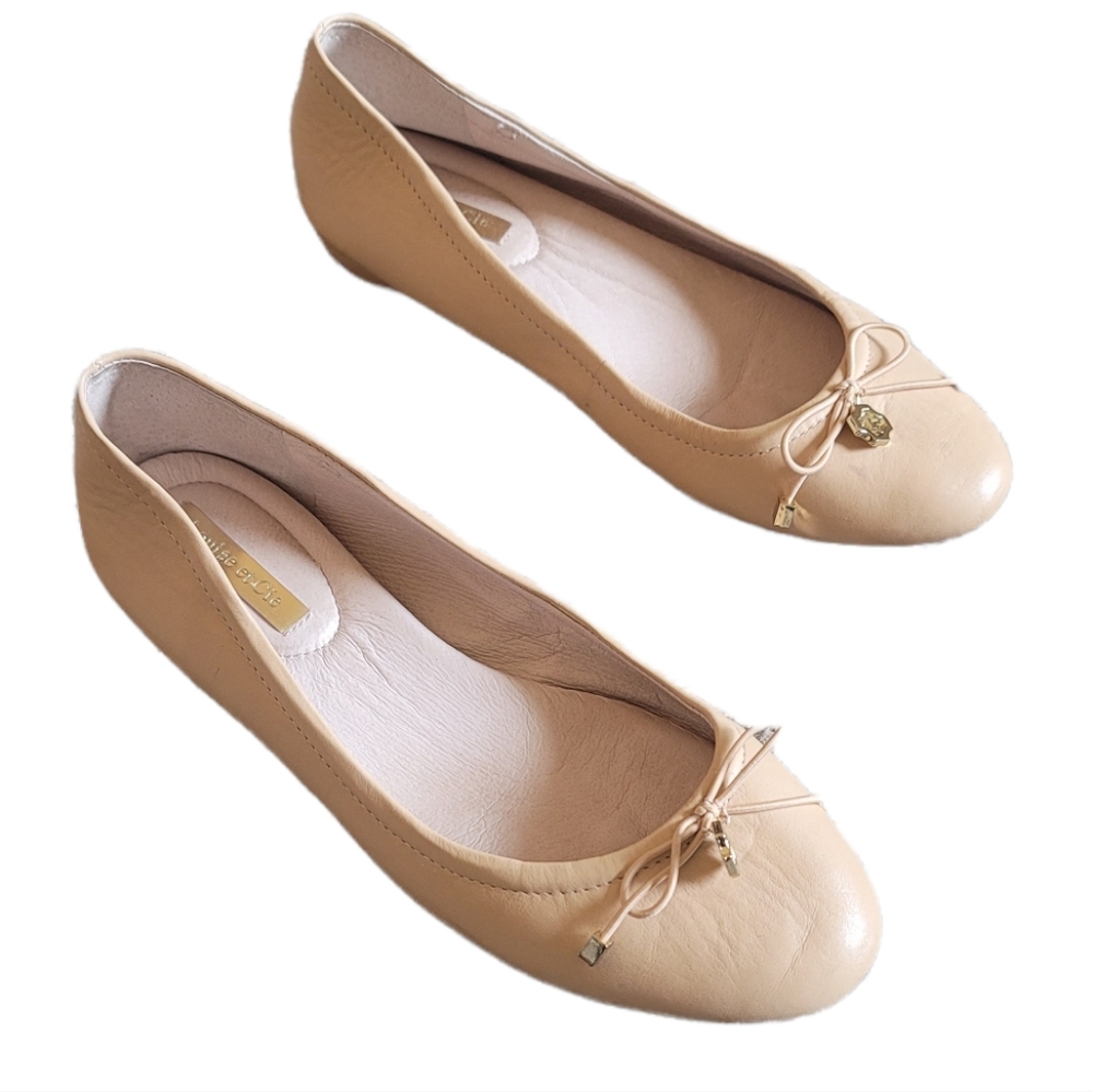 Louise Et Cie Tan Classic Bow Front Ballet Quiet Luxury Flats 6